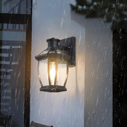 Traditional Vintage Square Octagon Row Glass Aluminum 1-Light Wall Sconce Lamp For Garden