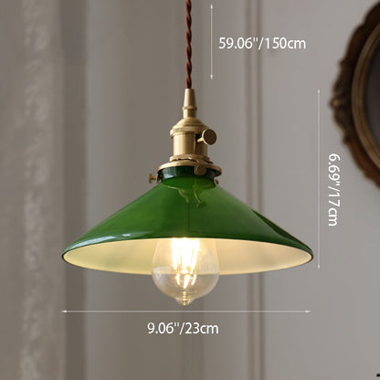 Traditional Vintage Round Floral Glass Brass 1-Light Pendant Light For Living Room