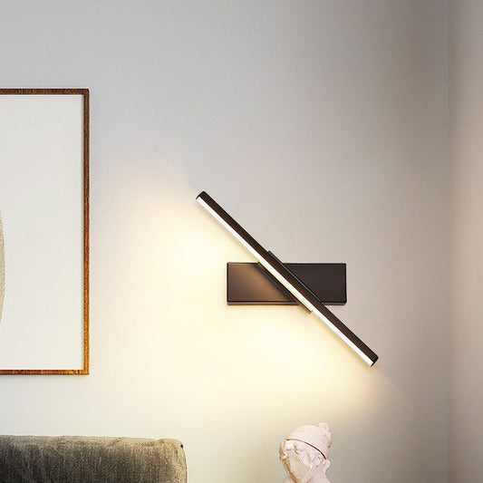 Contemporary Scandinavian Rotatable Long Rectangle Aluminum LED Wall Sconce Lamp For Bedroom