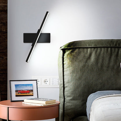 寝室用、現代的なスカンジナビア風回転式長方形アルミLED壁取り付け用燭台ランプ