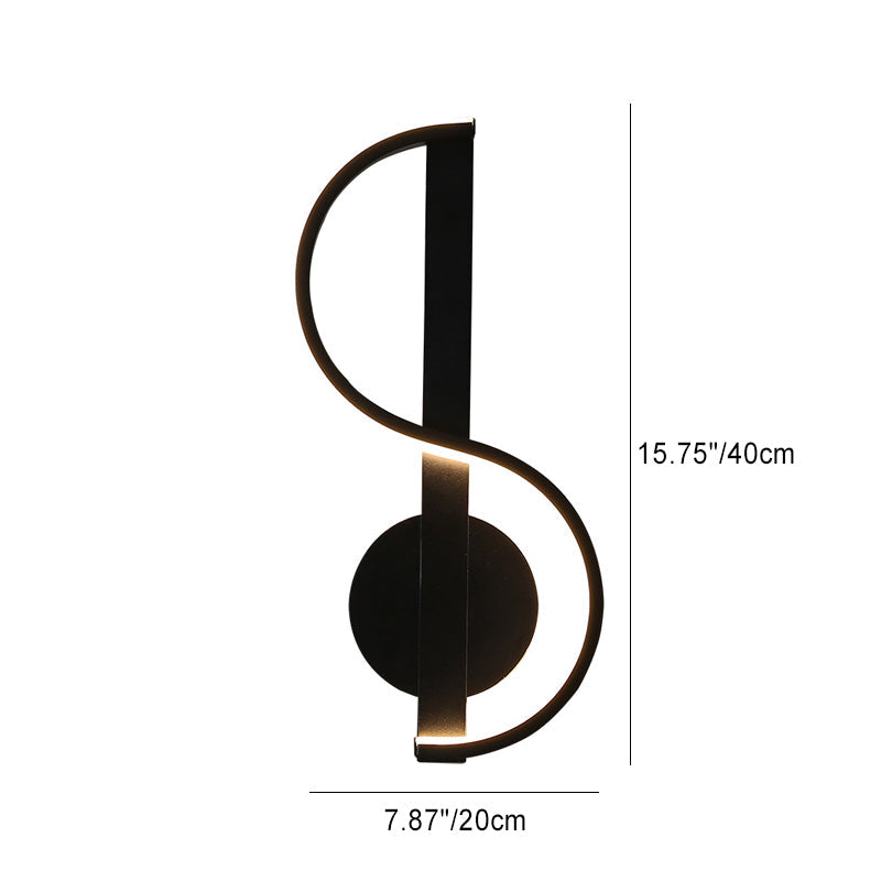 Contemporary Creative Music Note Shape Line Round Silicone Iron LED Wall Sconce Lamp For Living Room
