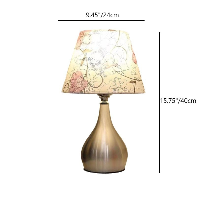 Contemporary Creative Water Drop Shape Round Fabric PVC Aluminum 1-Light Table Lamp For Living Room