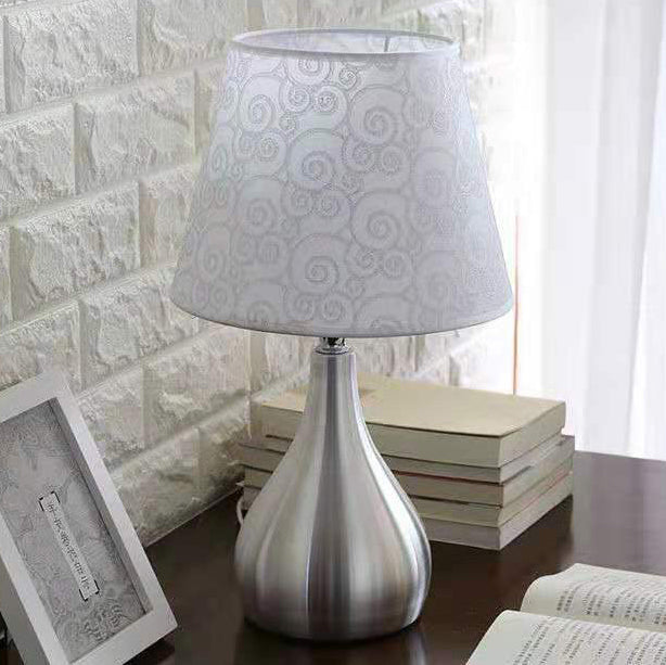 Contemporary Creative Water Drop Shape Round Fabric PVC Aluminum 1-Light Table Lamp For Living Room