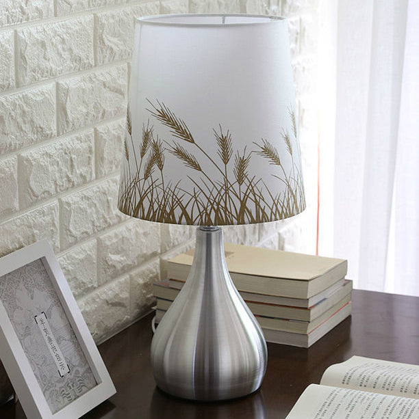 Contemporary Creative Water Drop Shape Round Fabric PVC Aluminum 1-Light Table Lamp For Living Room