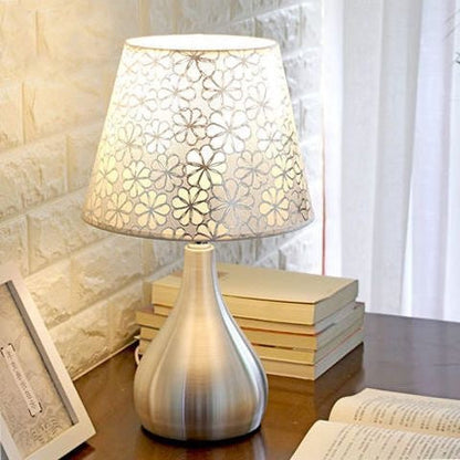 Contemporary Creative Water Drop Shape Round Fabric PVC Aluminum 1-Light Table Lamp For Living Room