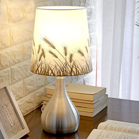 Contemporary Creative Water Drop Shape Round Fabric PVC Aluminum 1-Light Table Lamp For Living Room