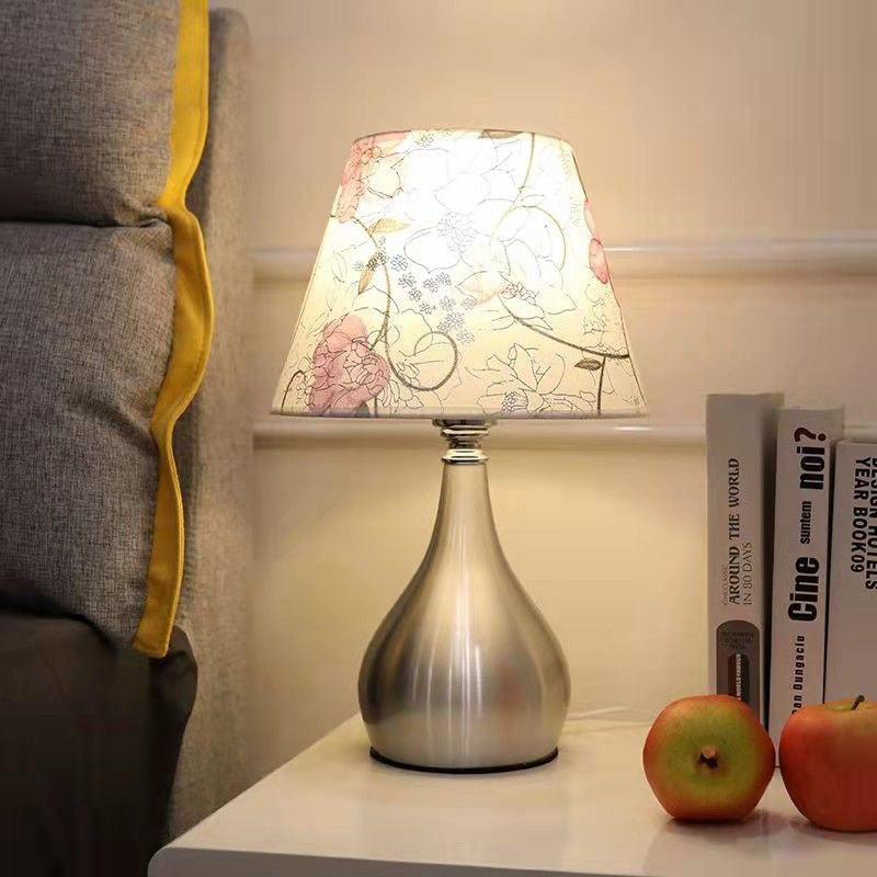 Contemporary Creative Water Drop Shape Round Fabric PVC Aluminum 1-Light Table Lamp For Living Room