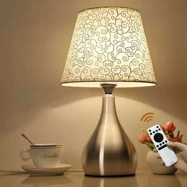 Contemporary Creative Water Drop Shape Round Fabric PVC Aluminum 1-Light Table Lamp For Living Room
