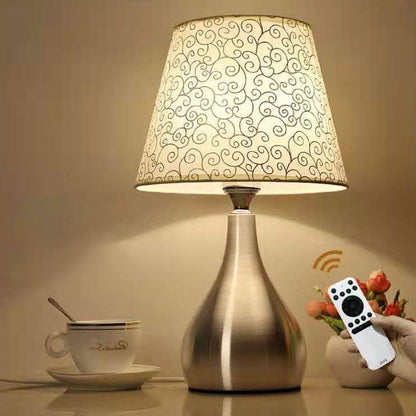 Contemporary Creative Water Drop Shape Round Fabric PVC Aluminum 1-Light Table Lamp For Living Room