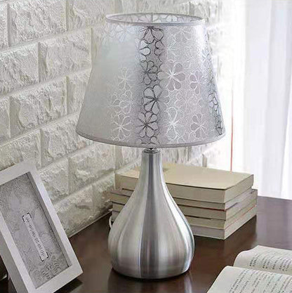 Contemporary Creative Water Drop Shape Round Fabric PVC Aluminum 1-Light Table Lamp For Living Room