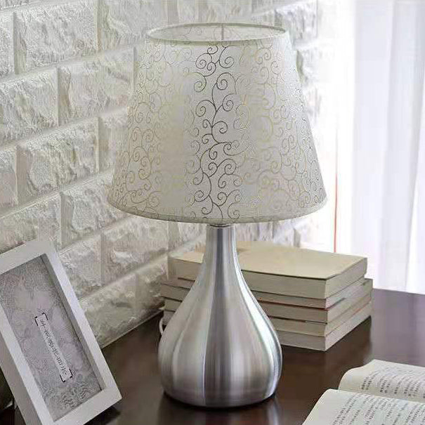 Contemporary Creative Water Drop Shape Round Fabric PVC Aluminum 1-Light Table Lamp For Living Room