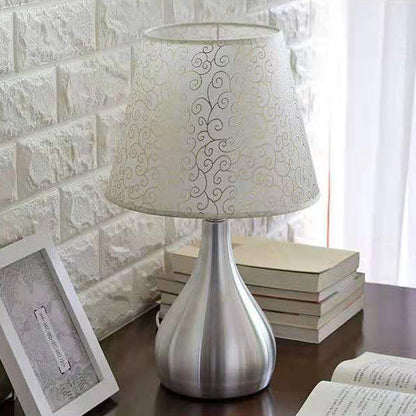 Contemporary Creative Water Drop Shape Round Fabric PVC Aluminum 1-Light Table Lamp For Living Room