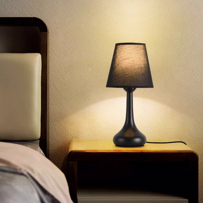 Contemporary Creative Round Teardrop Shape Scalloped Fabric Iron 1-Light Table Lamp For Living Room