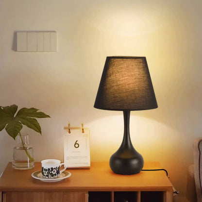 Contemporary Creative Round Teardrop Shape Scalloped Fabric Iron 1-Light Table Lamp For Living Room