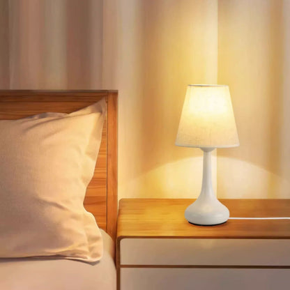 Contemporary Creative Round Teardrop Shape Scalloped Fabric Iron 1-Light Table Lamp For Living Room