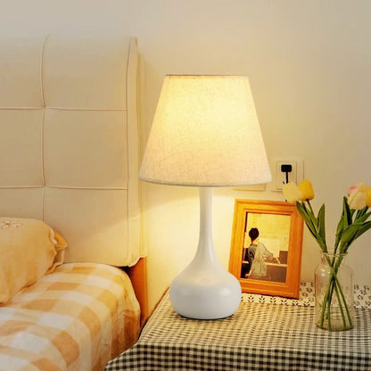 Contemporary Creative Round Teardrop Shape Scalloped Fabric Iron 1-Light Table Lamp For Living Room