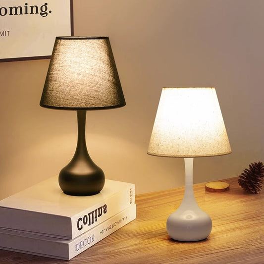 Contemporary Creative Round Teardrop Shape Scalloped Fabric Iron 1-Light Table Lamp For Living Room