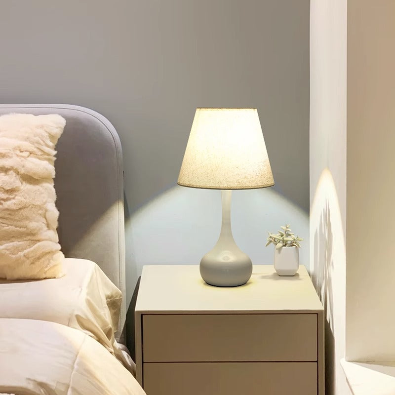 Contemporary Creative Round Teardrop Shape Scalloped Fabric Iron 1-Light Table Lamp For Living Room
