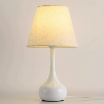 Contemporary Creative Round Teardrop Shape Scalloped Fabric Iron 1-Light Table Lamp For Living Room