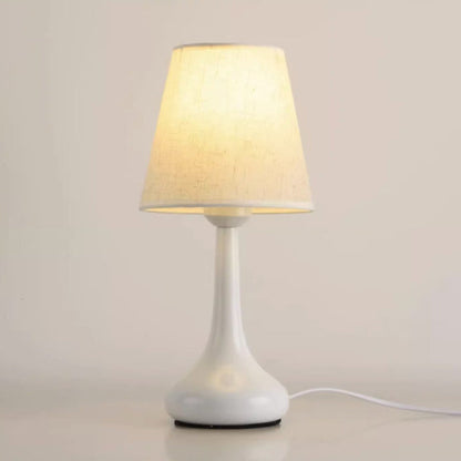 Contemporary Creative Round Teardrop Shape Scalloped Fabric Iron 1-Light Table Lamp For Living Room