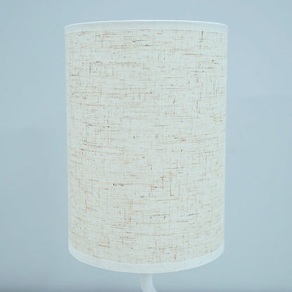 Modern Minimalist Cylinder Round Stand Fabric Wood LED Table Lamp For Living Room