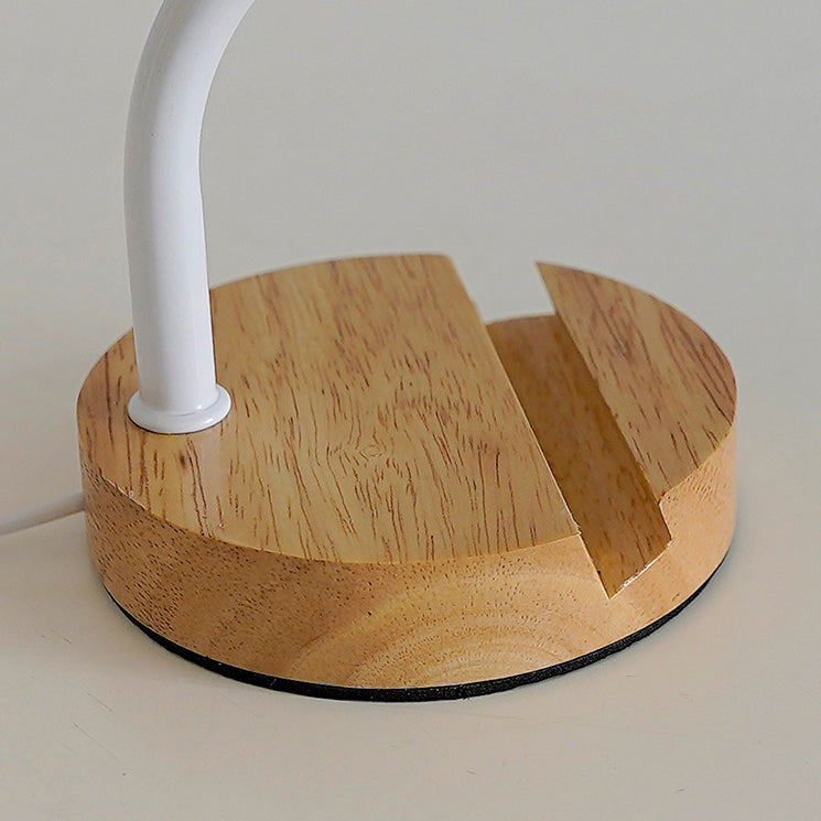 Modern Minimalist Cylinder Round Stand Fabric Wood LED Table Lamp For Living Room
