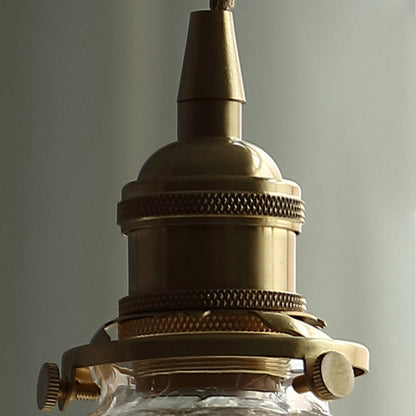 Traditional Vintage Leaf Prism Crackled Orb Diamond Glass Brass 1-Light Pendant Light For Living Room