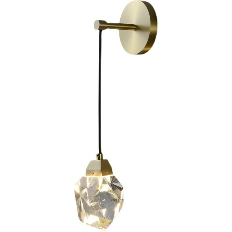 Modern Luxury Irregular Diamond Round Crystal Copper LED Wall Sconce Lamp For Living Room