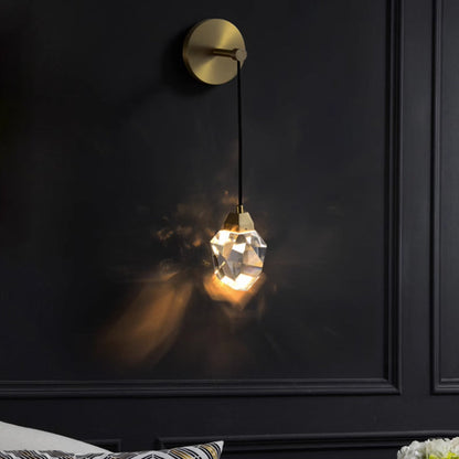 Modern Luxury Irregular Diamond Round Crystal Copper LED Wall Sconce Lamp For Living Room