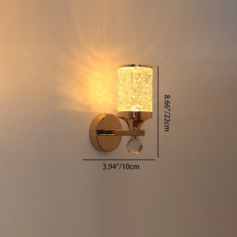 Modern Luxury Cylinder Round Half Round Acrylic Hardware 1-Light Wall Sconce Lamp For Living Room