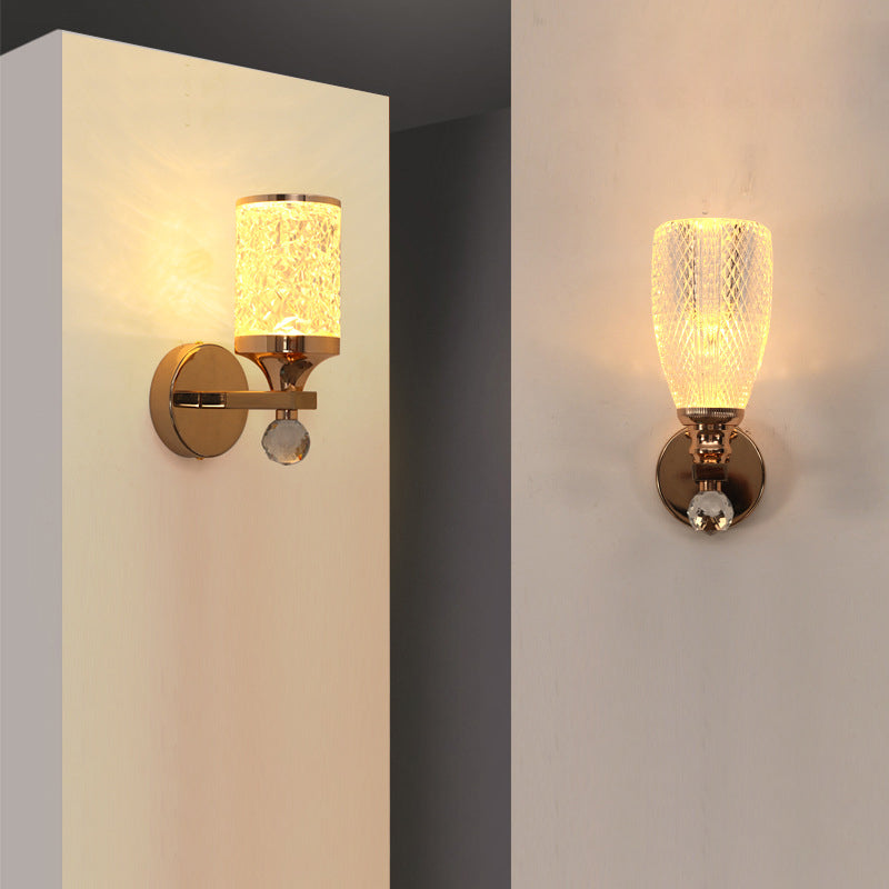 Modern Luxury Cylinder Round Half Round Acrylic Hardware 1-Light Wall Sconce Lamp For Living Room