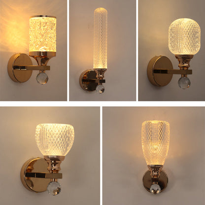 Modern Luxury Cylinder Round Half Round Acrylic Hardware 1-Light Wall Sconce Lamp For Living Room