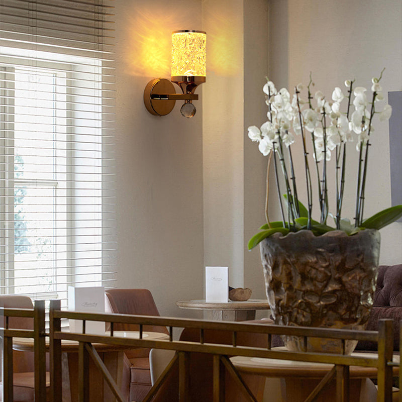 Modern Luxury Cylinder Round Half Round Acrylic Hardware 1-Light Wall Sconce Lamp For Living Room