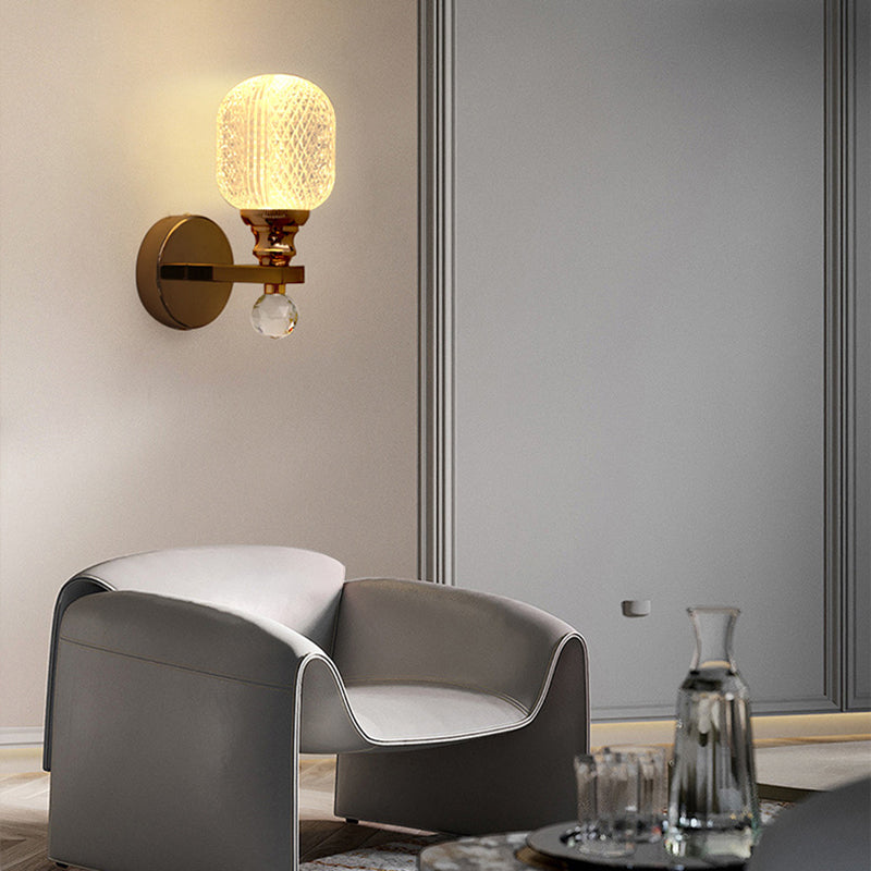 Modern Luxury Cylinder Round Half Round Acrylic Hardware 1-Light Wall Sconce Lamp For Living Room