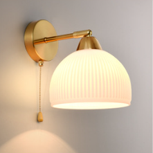 Contemporary Scandinavian Magic Bean Wave Pleat Round Glass Hardware 1-Light Wall Sconce Lamp For Living Room