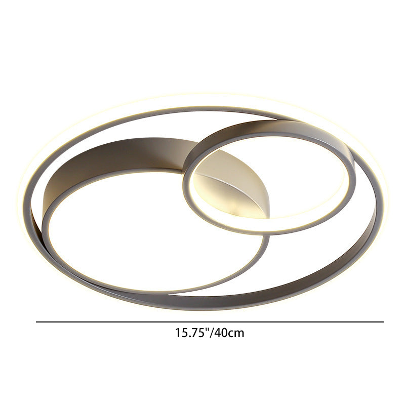 Modern Minimalist Round Stacking Ring Iron LED Flush Mount Ceiling Light For Bedroom
