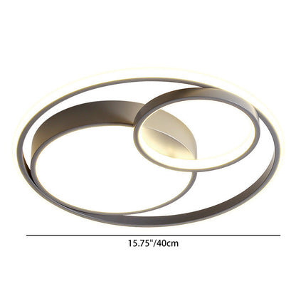 Modern Minimalist Round Stacking Ring Iron LED Flush Mount Ceiling Light For Bedroom