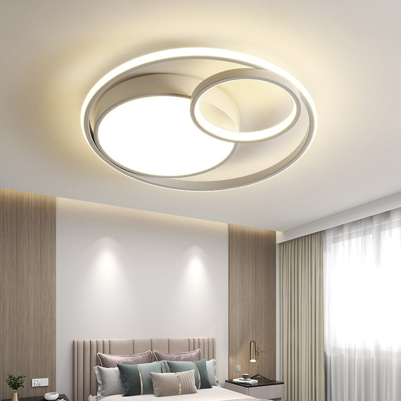 Modern Minimalist Round Stacking Ring Iron LED Flush Mount Ceiling Light For Bedroom
