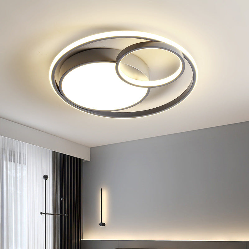 Modern Minimalist Round Stacking Ring Iron LED Flush Mount Ceiling Light For Bedroom