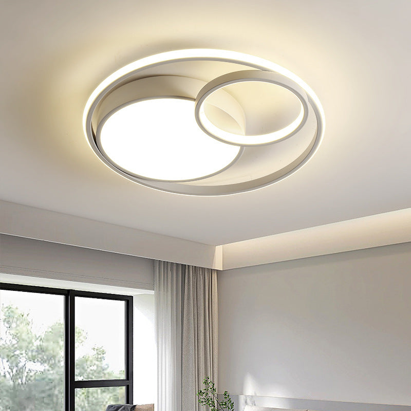 Modern Minimalist Round Stacking Ring Iron LED Flush Mount Ceiling Light For Bedroom