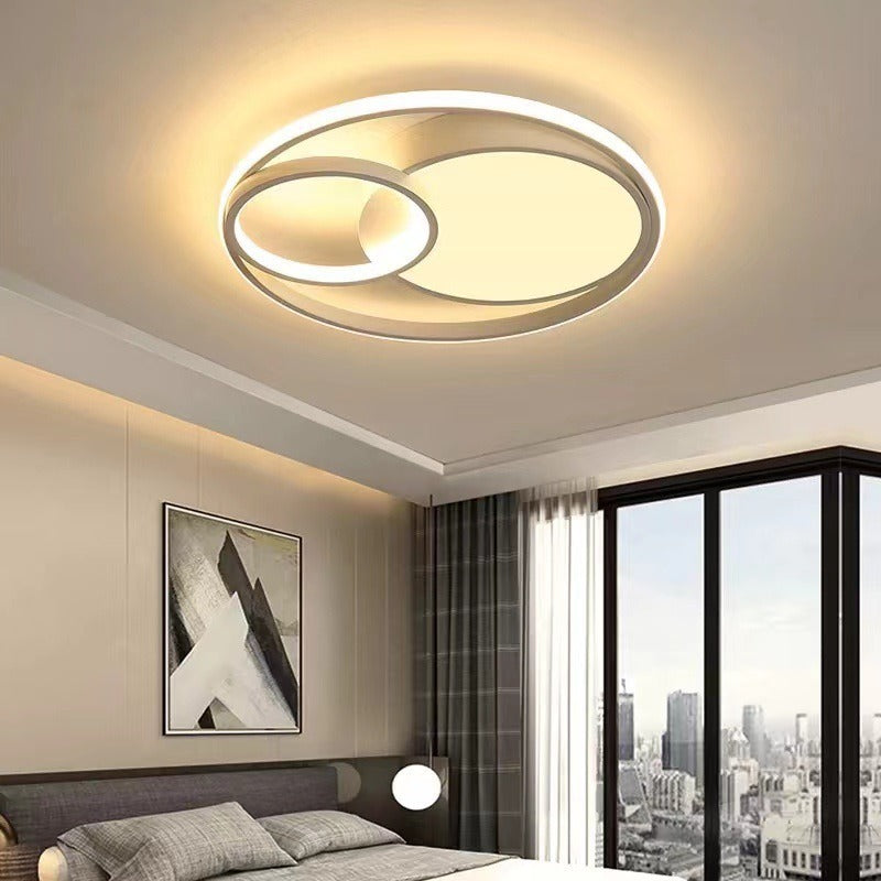 Modern Minimalist Round Stacking Ring Iron LED Flush Mount Ceiling Light For Bedroom