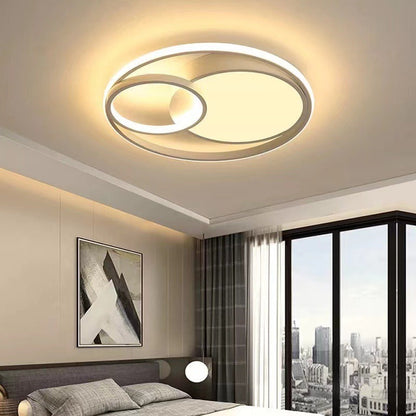 Modern Minimalist Round Stacking Ring Iron LED Flush Mount Ceiling Light For Bedroom