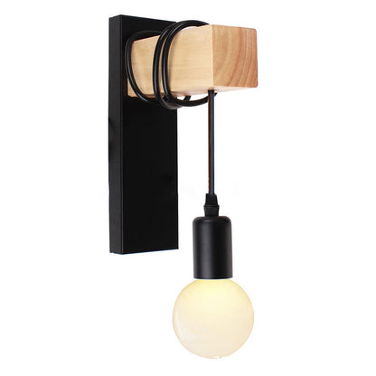 Contemporary Industrial Rectangular Cylinder Glass Iron 1-Light Wall Sconce Lamp For Living Room