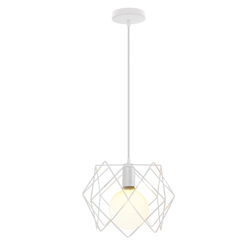 Contemporary Industrial Prismatic Hollow Round Glass Sisal Iron 1-Light Pendant Light For Living Room