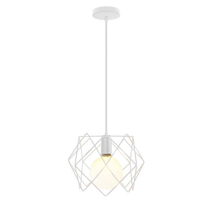 Contemporary Industrial Prismatic Hollow Round Glass Sisal Iron 1-Light Pendant Light For Living Room