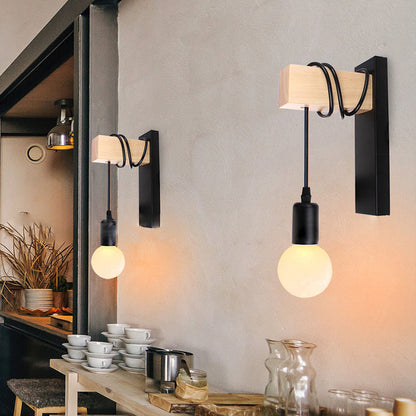 Contemporary Industrial Rectangular Cylinder Glass Iron 1-Light Wall Sconce Lamp For Living Room