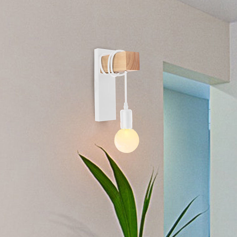 Contemporary Industrial Rectangular Cylinder Glass Iron 1-Light Wall Sconce Lamp For Living Room