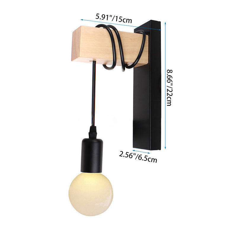 Contemporary Industrial Rectangular Cylinder Glass Iron 1-Light Wall Sconce Lamp For Living Room