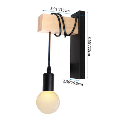 Contemporary Industrial Rectangular Cylinder Glass Iron 1-Light Wall Sconce Lamp For Living Room
