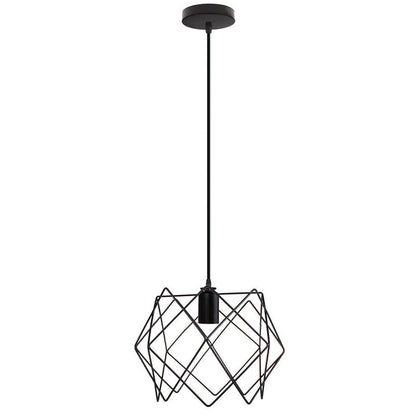 Contemporary Industrial Prismatic Hollow Round Glass Sisal Iron 1-Light Pendant Light For Living Room